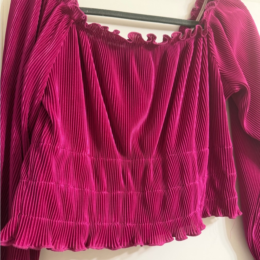 She + Sky Fuchsia Strapless Blouse - Picture 2 of 4